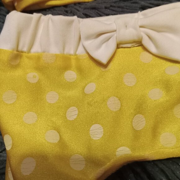 NWOT Vintage Dog Yellow Polka Dot Boy Short Bikini - Picture 2 of 3